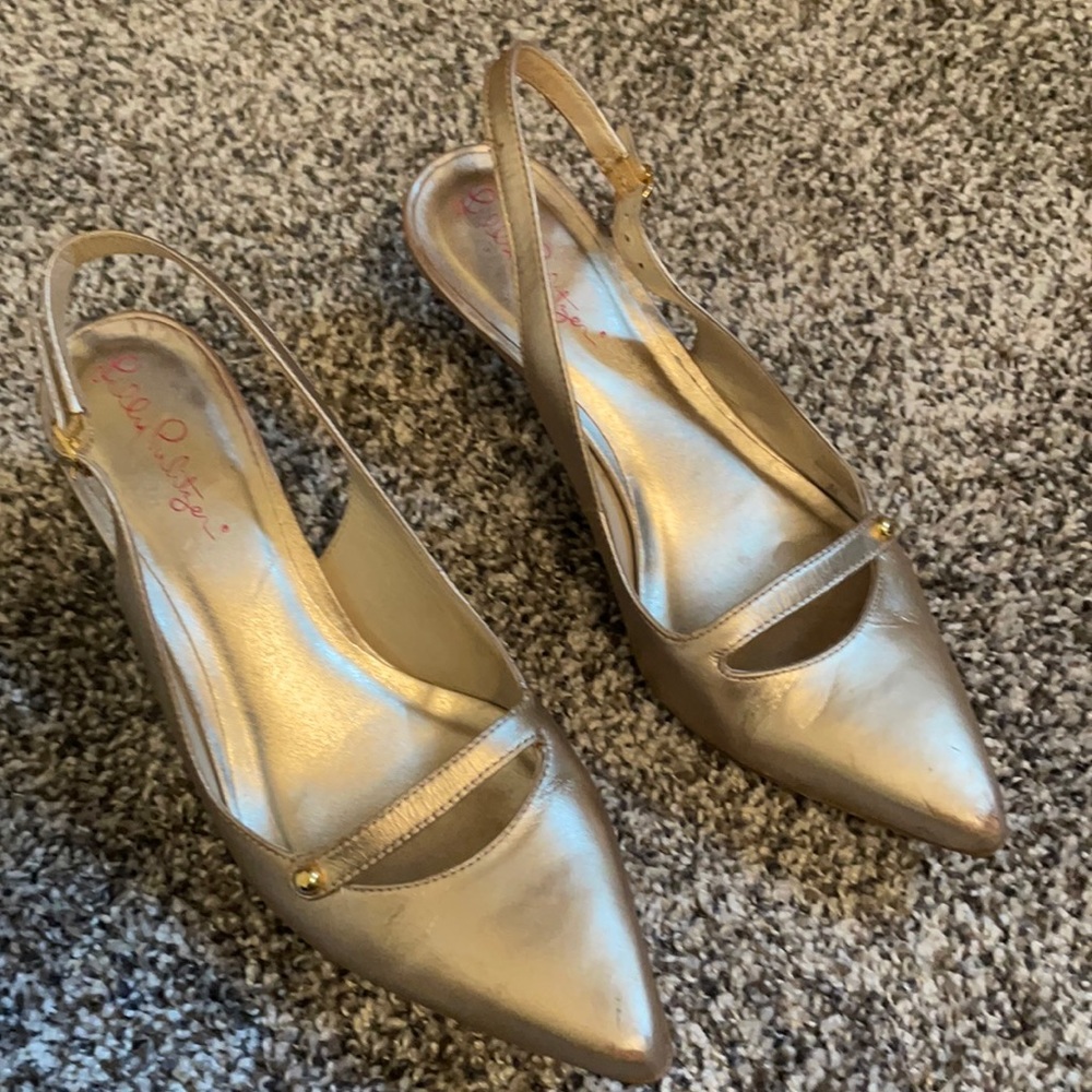 Lilly Pulitzer gold heels